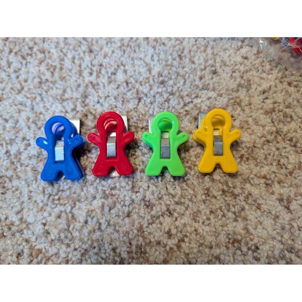 Pencil Grip Magnet Man Magnetic clips, 4 assorted colors, strong magnet;